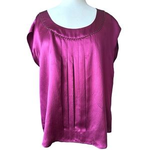 TALBOTS 100% Women’s Silk Purple Short Sleeve Blouse Size 14